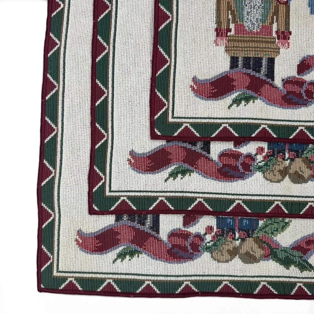 Set of 3 Vintage Nutcracker Tapestry Placemats Classic Traditional Christmas